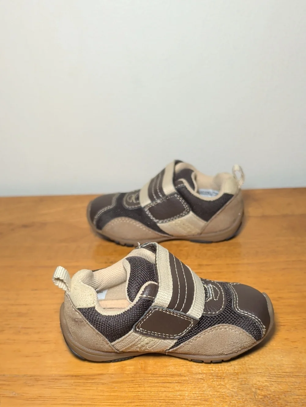 Pediped Flex Adrian Sneakers Brown Tan Hook & Loop Closure Toddler Boys Size 6